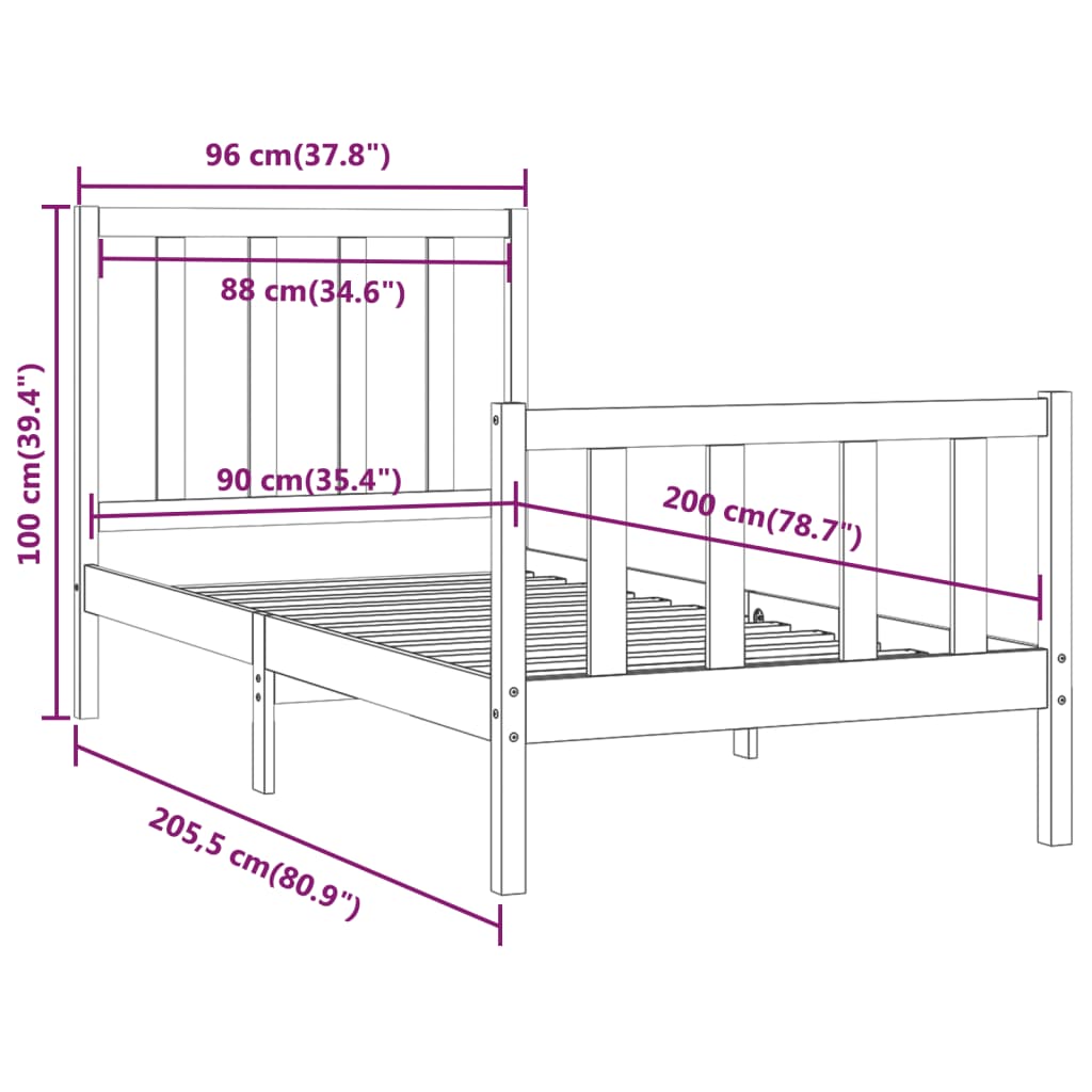 Sengeramme heltre 90x200 cm