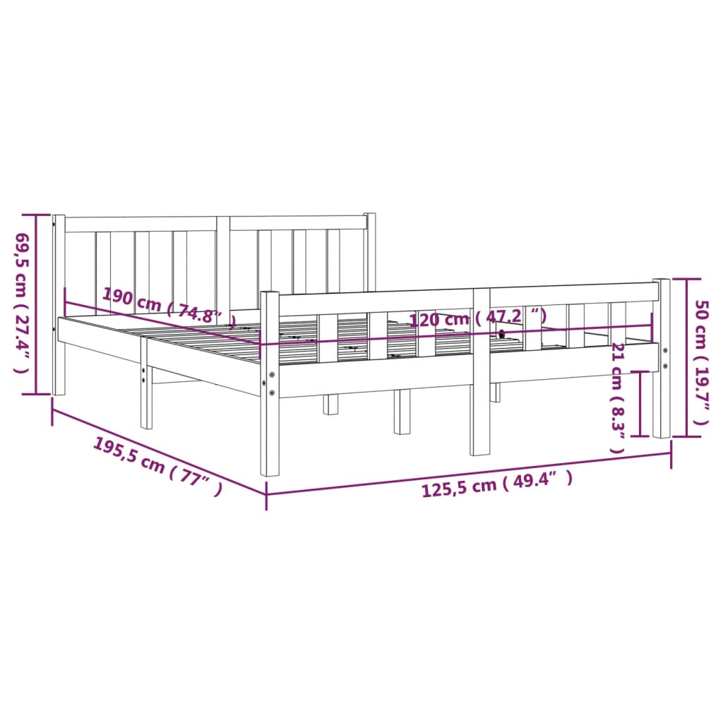 Sengeramme heltre 120x190 cm Small Double
