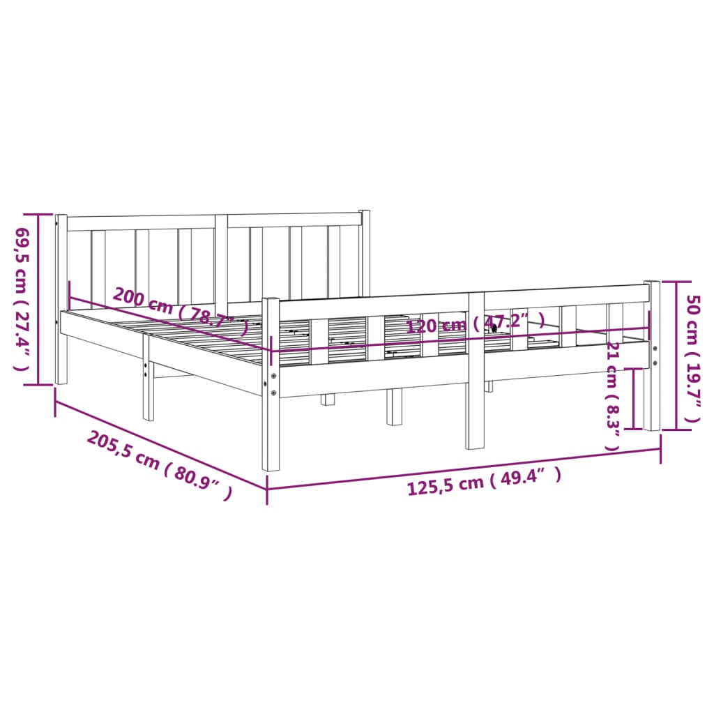 Sengeramme honningbrun heltre 120x200 cm