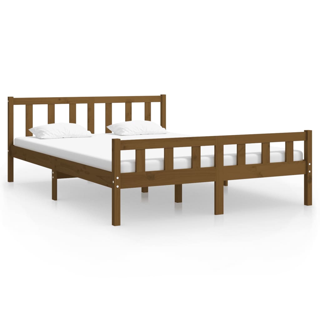 Sengeramme honningbrun heltre 150x200 cm 5FT King Size