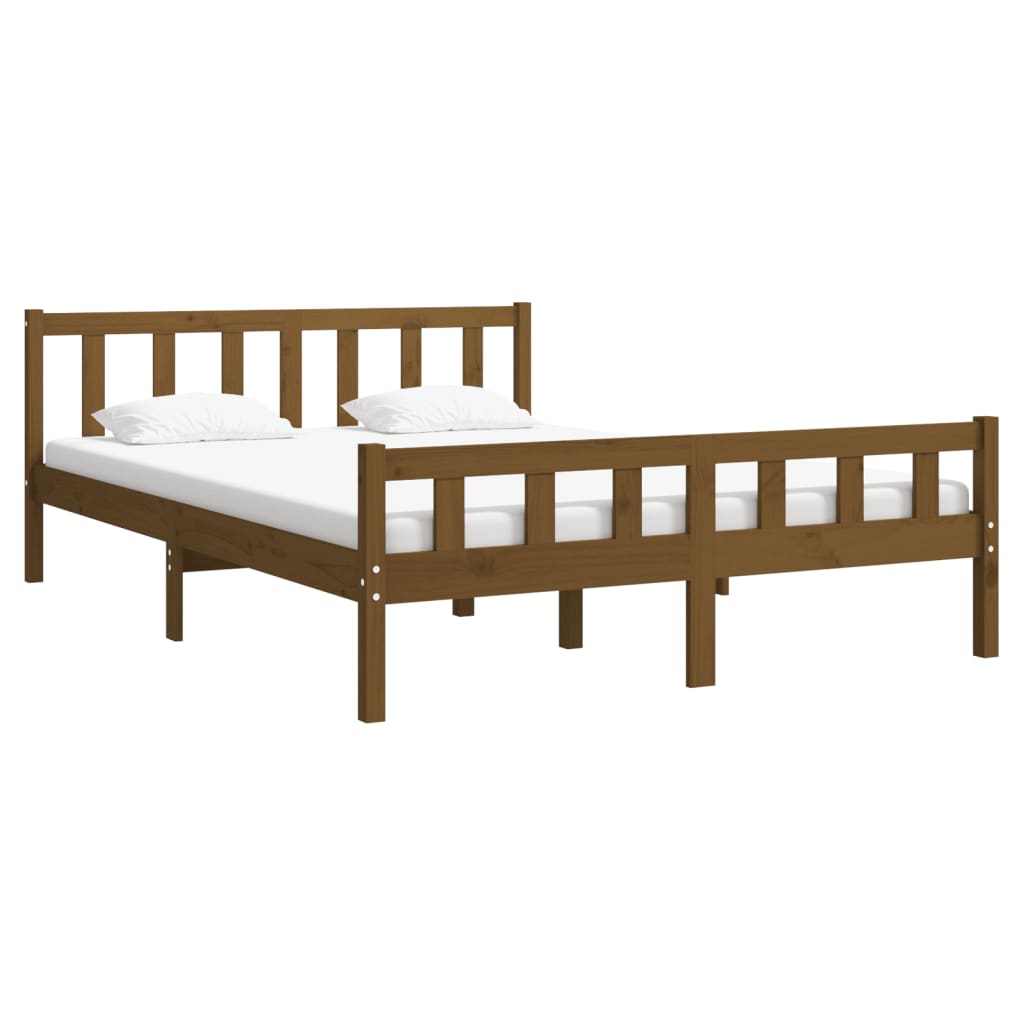 Sengeramme honningbrun heltre 150x200 cm 5FT King Size