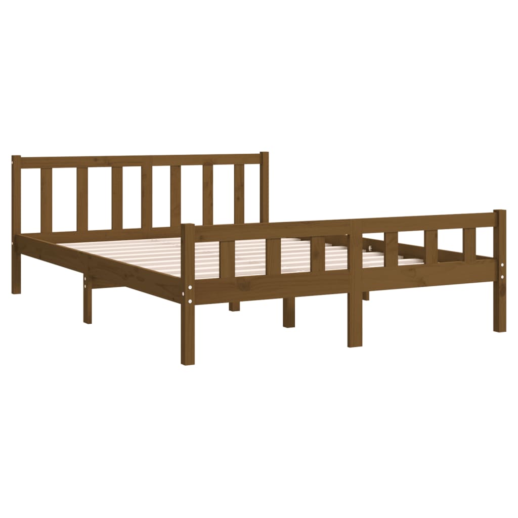 Sengeramme honningbrun heltre 150x200 cm 5FT King Size
