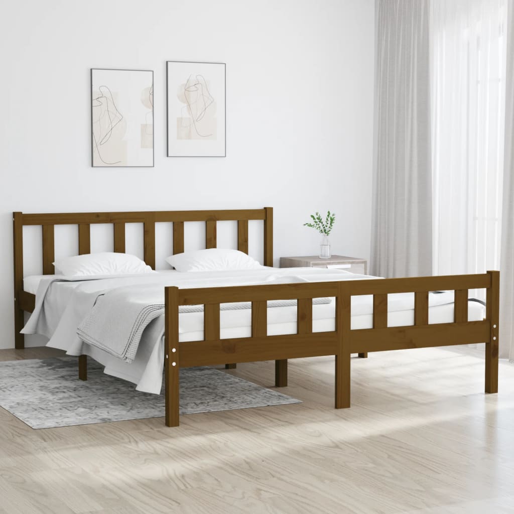 Sengeramme honningbrun heltre 150x200 cm 5FT King Size