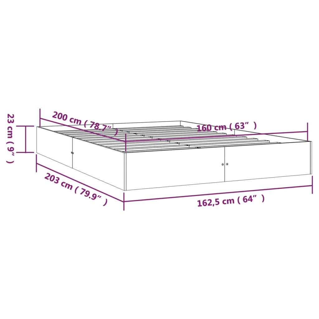 Sengeramme hvit heltre 160x200 cm