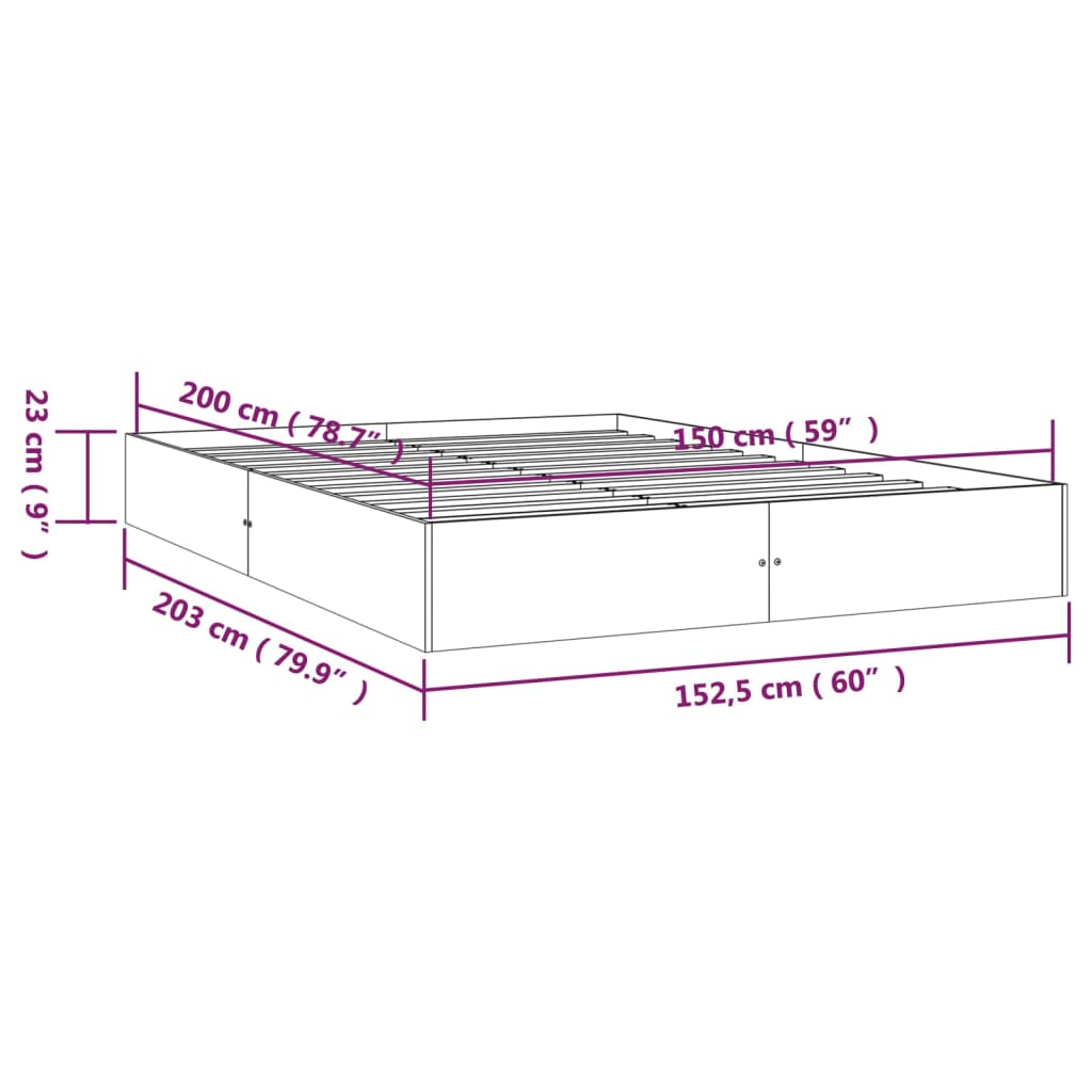 Sengeramme hvit heltre 150x200 cm 5FT King Size
