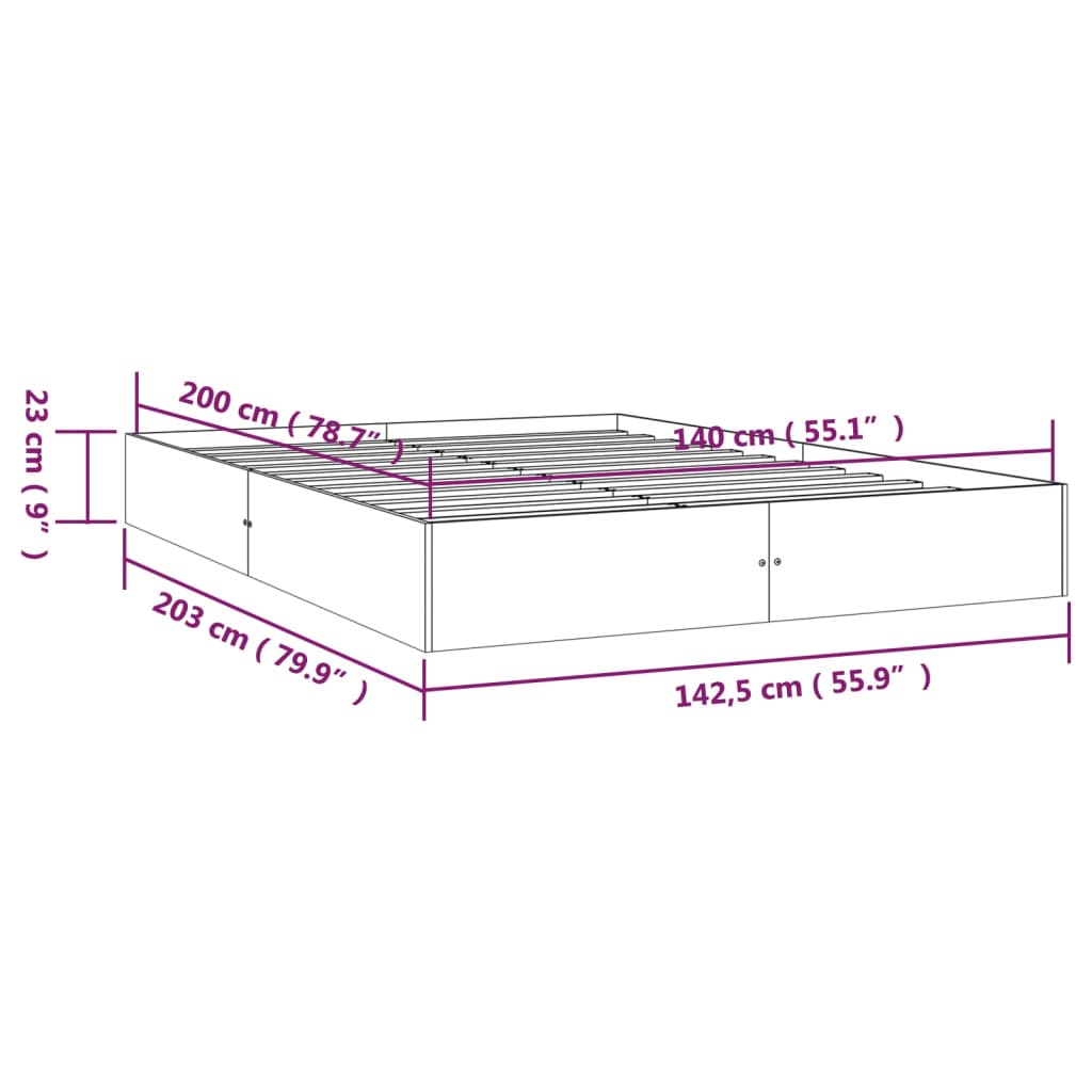 Sengeramme hvit heltre 140x200 cm