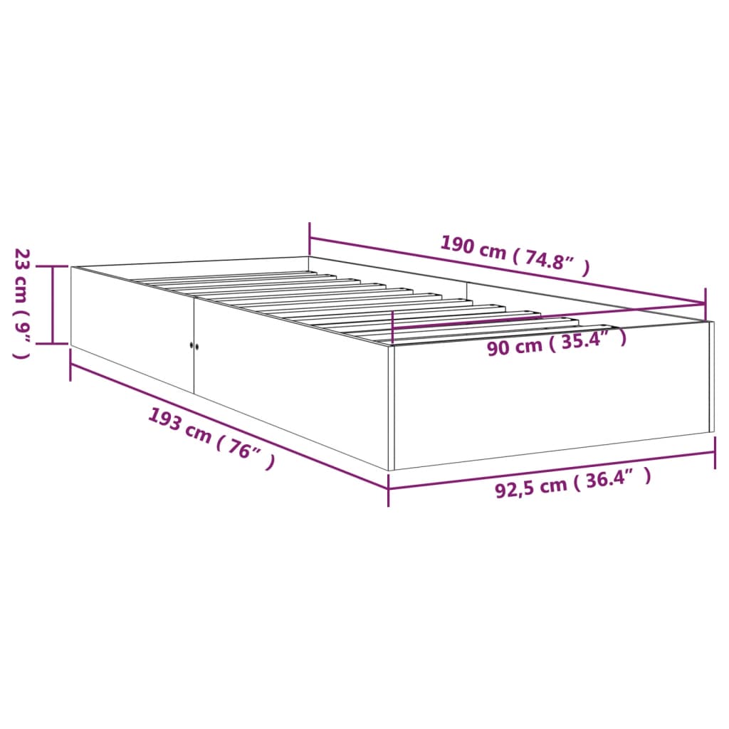 Sengeramme heltre 90x190 cm 3FT Single