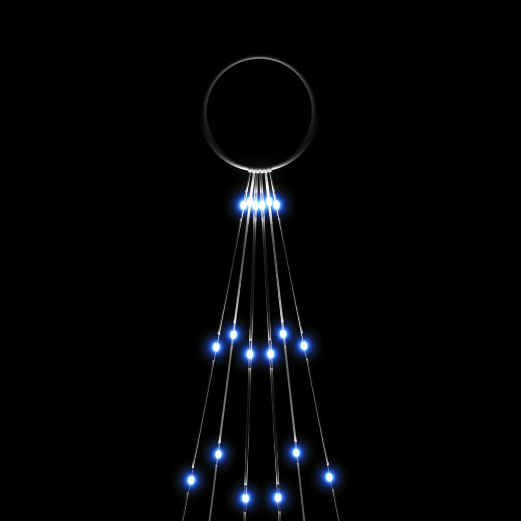 Juletre på flaggstang 108 LED blå 180 cm