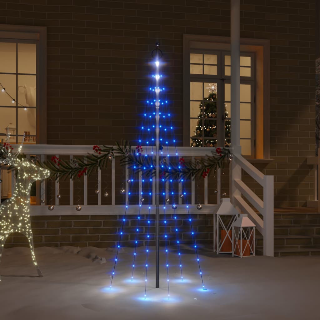 Juletre på flaggstang 108 LED blå 180 cm