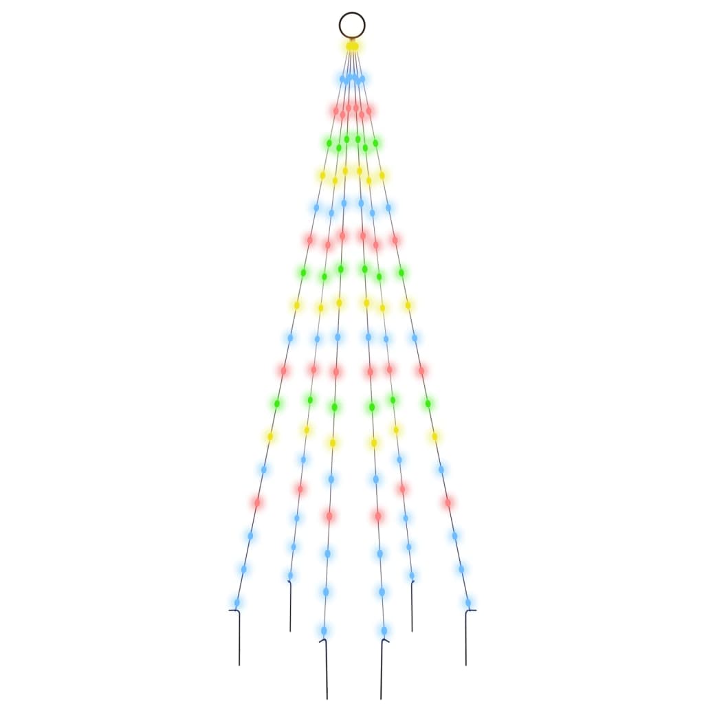 Juletre på flaggstang 108 LED fargerik 180 cm