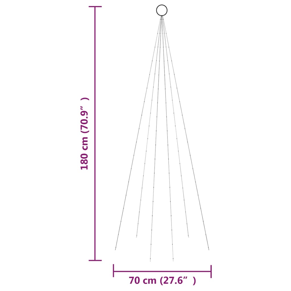 Juletre på flaggstang 108 LED fargerik 180 cm