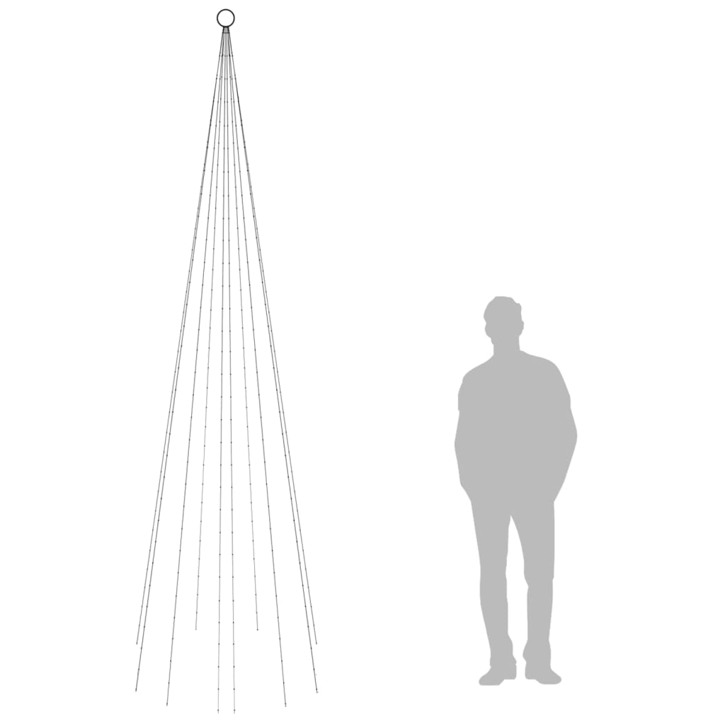 Juletre på flaggstang 310 LED blå 300 cm