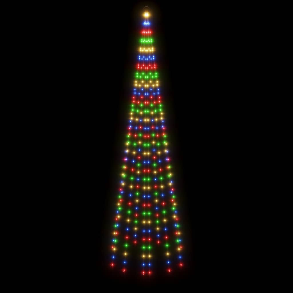 Juletre på flaggstang 310 LED fargerik 300 cm