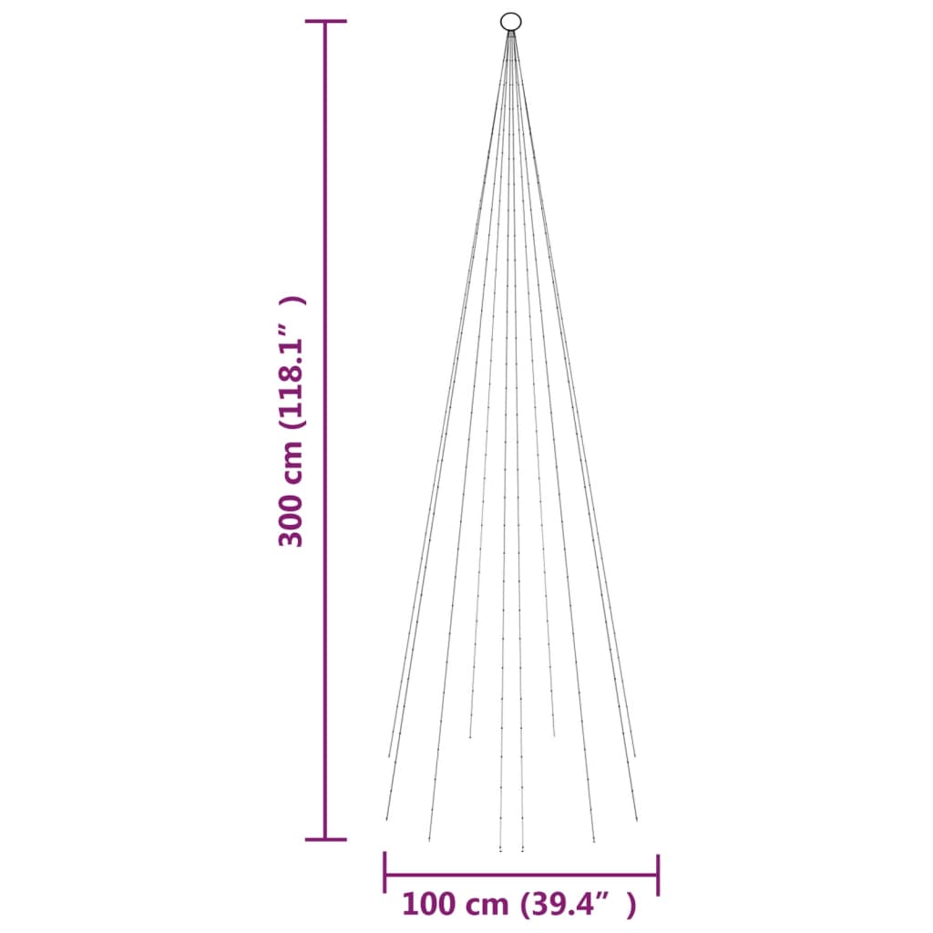 Juletre på flaggstang 310 LED fargerik 300 cm