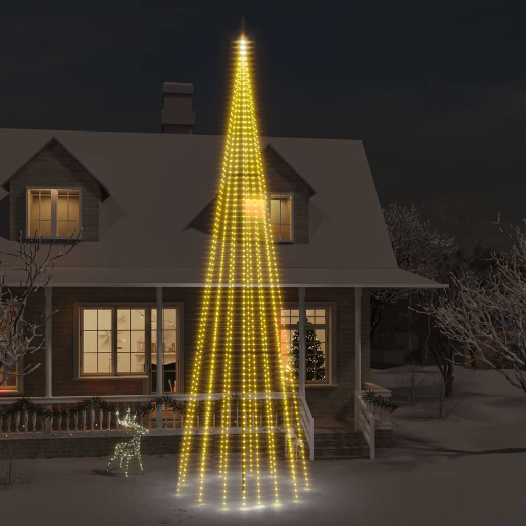 Juletre på flaggstang 1134 LED varmhvit 800 cm