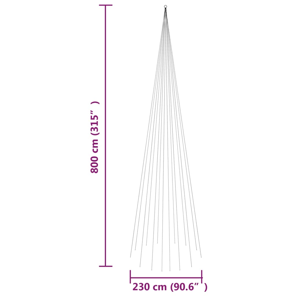 Juletre på flaggstang 1134 LED blå 800 cm
