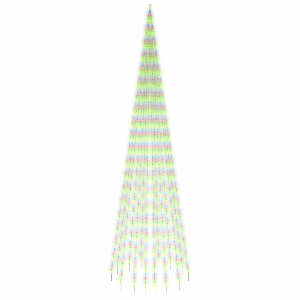 Juletre på flaggstang 1134 LED fargerik 800 cm