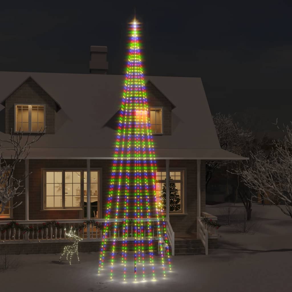 Juletre på flaggstang 1134 LED fargerik 800 cm