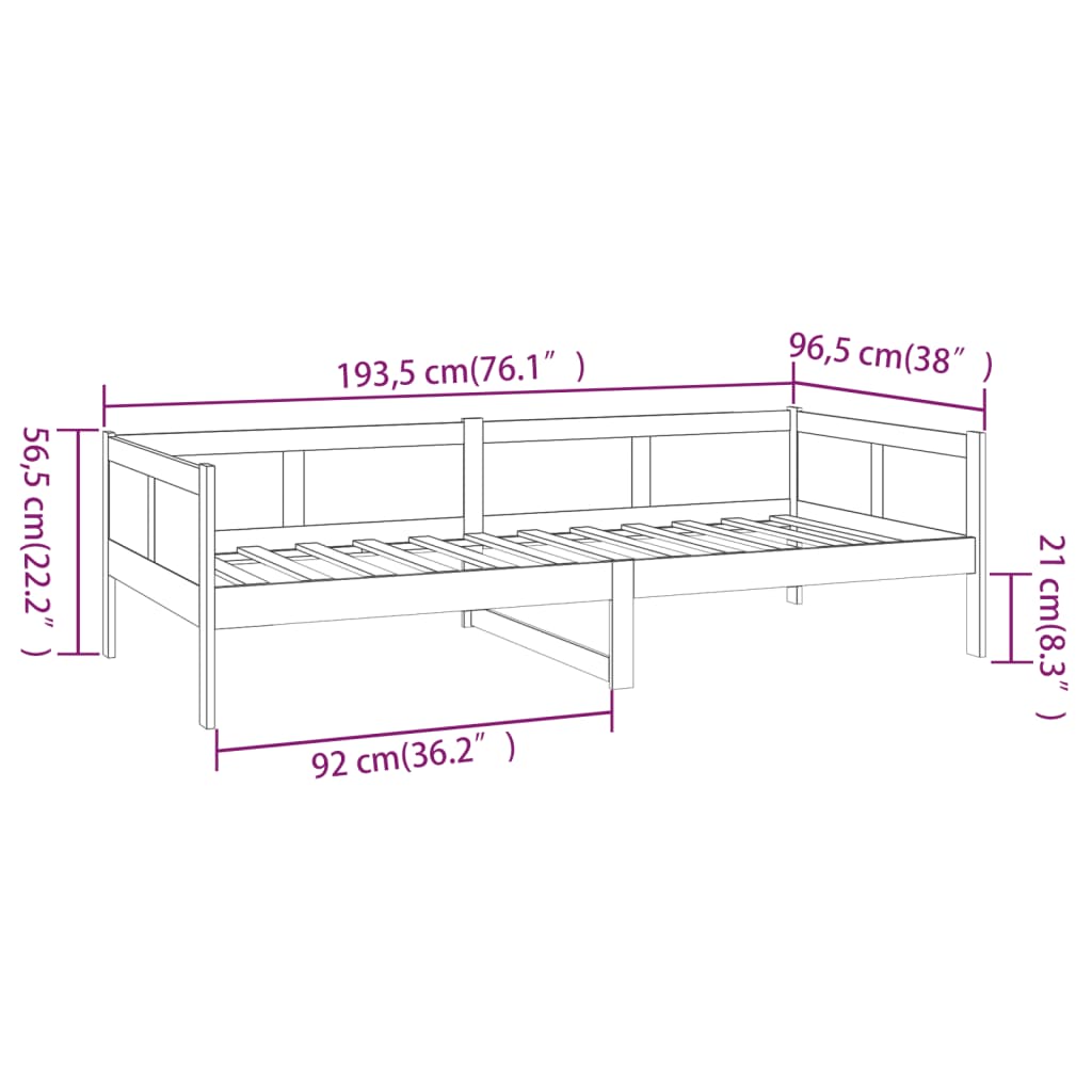 Dagseng honningbrun heltre furu 90x190 cm