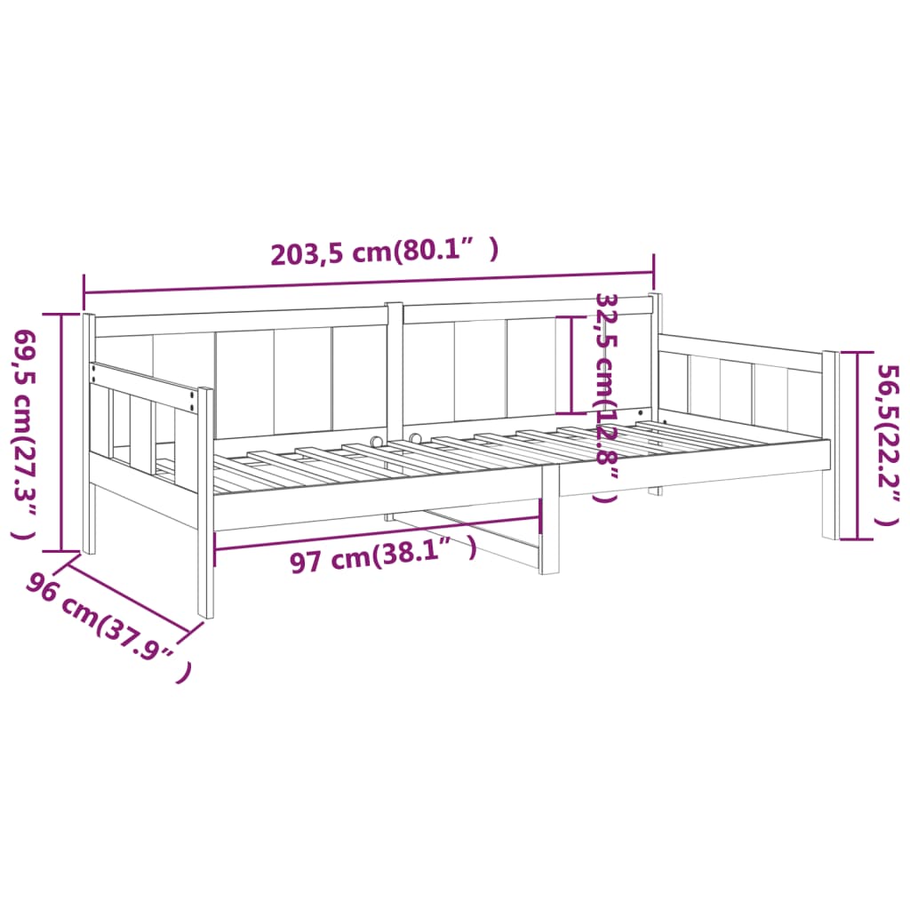 Dagseng honningbrun heltre furu 90x200 cm