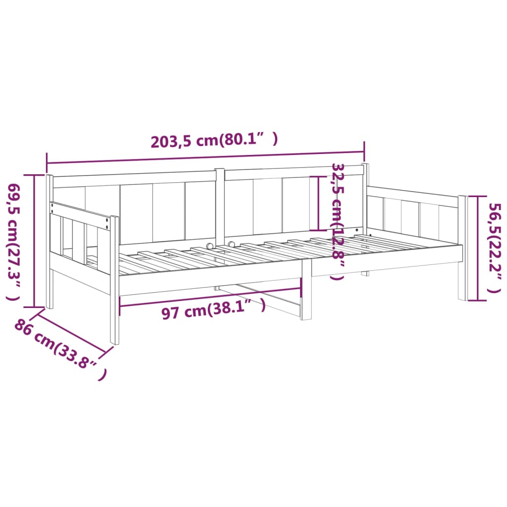 Dagseng honningbrun heltre furu 80x200 cm