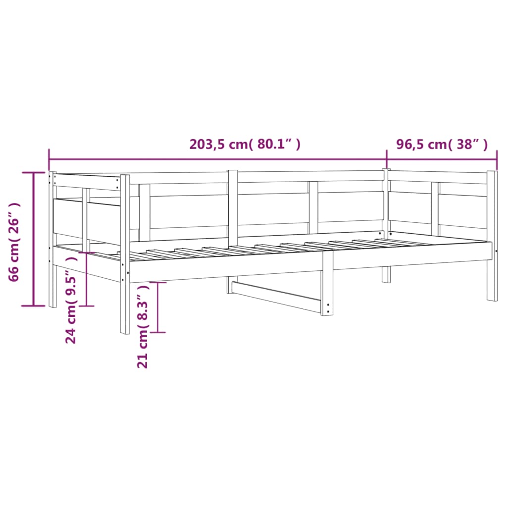 Dagseng 90x200 cm heltre furu