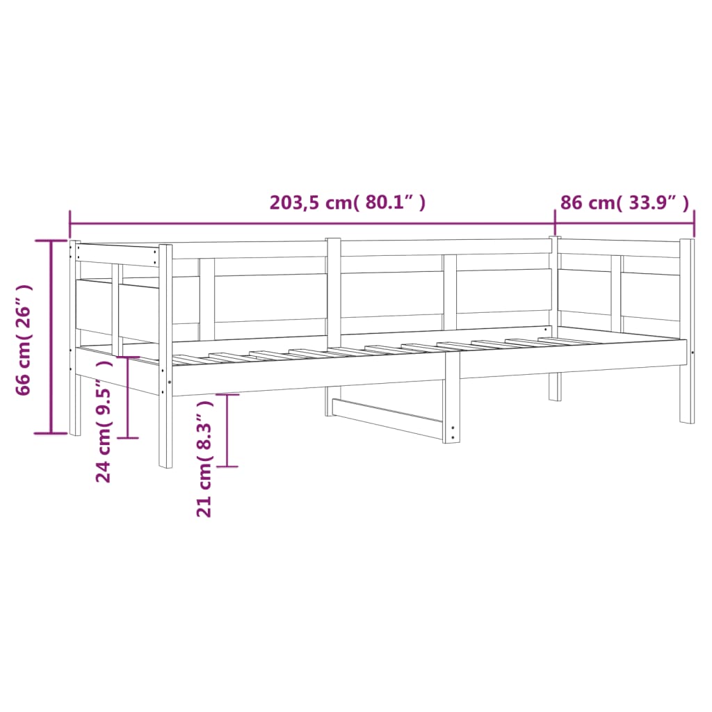Dagseng hvit heltre furu 80x200 cm