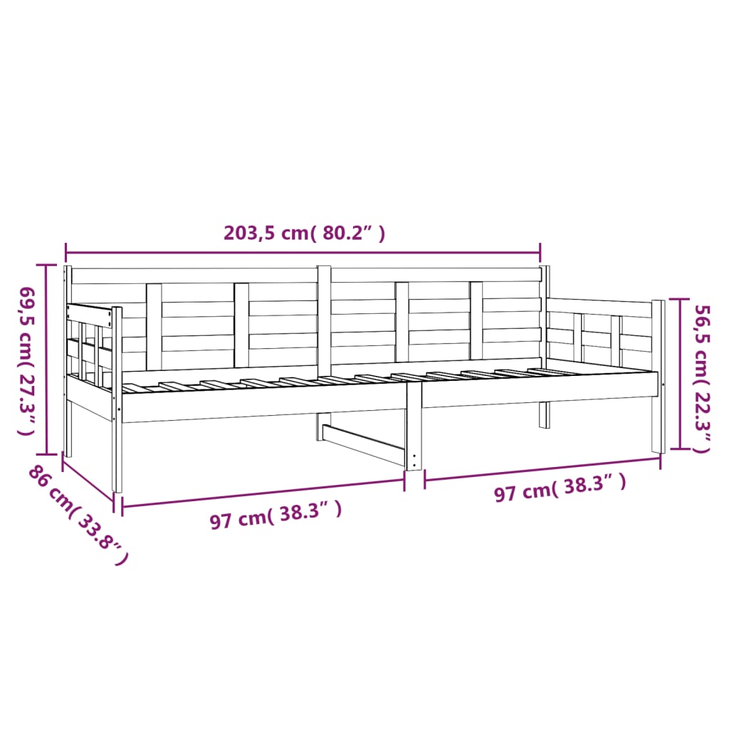 Dagseng heltre furu 80x200 cm