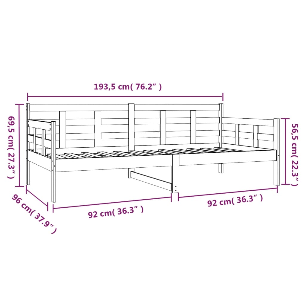 Dagseng hvit heltre furu 90x190 cm