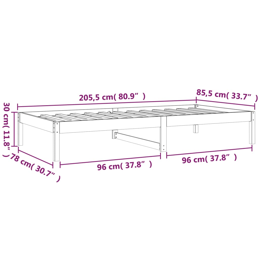 Dagseng uten madrass 80x200 cm heltre furu