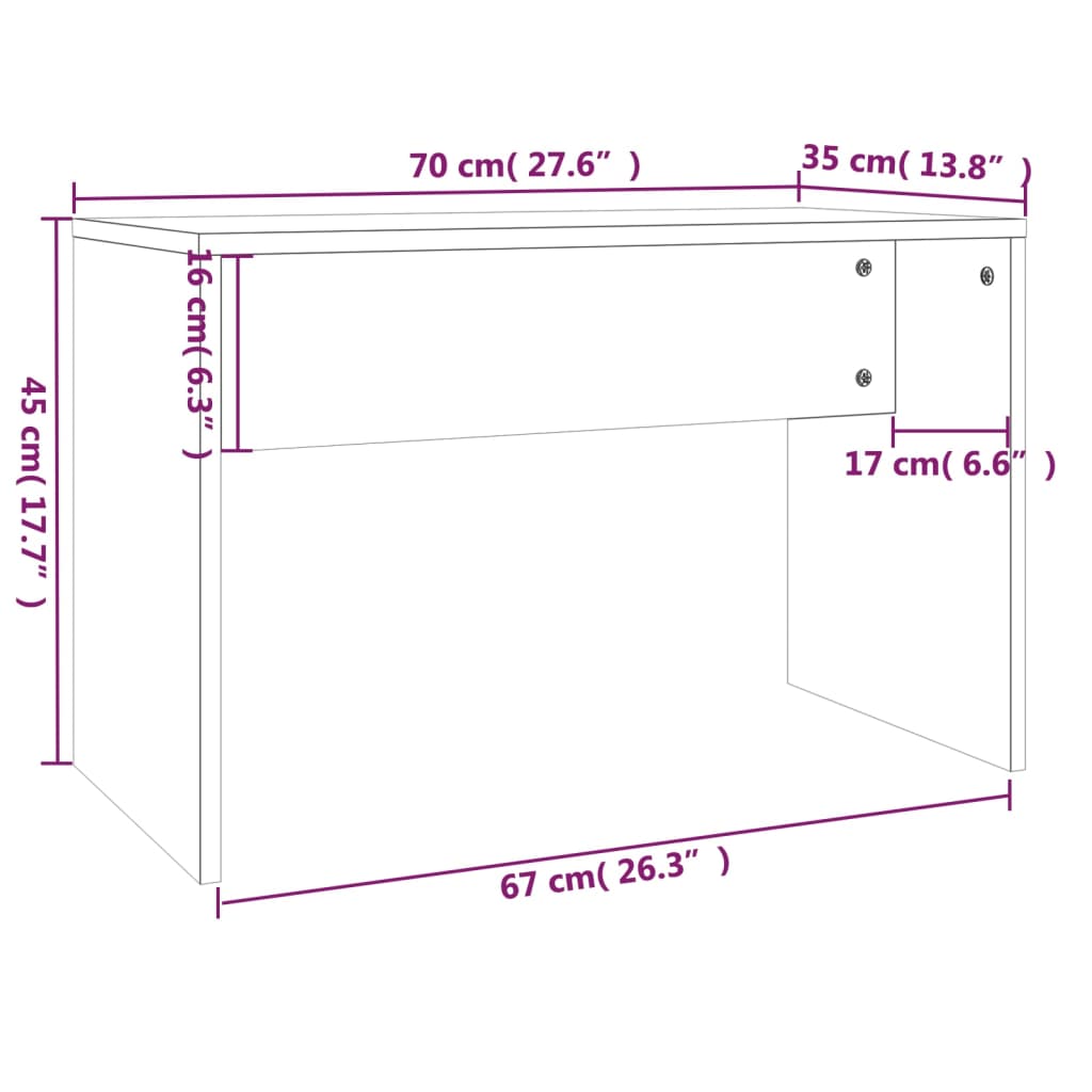 Krakk til sminkebord svart 70x35x45 cm konstruert tre