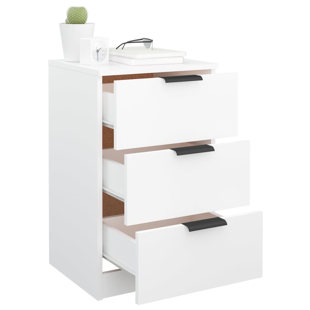 Nattbord 2 stk hvit 40x36x65 cm