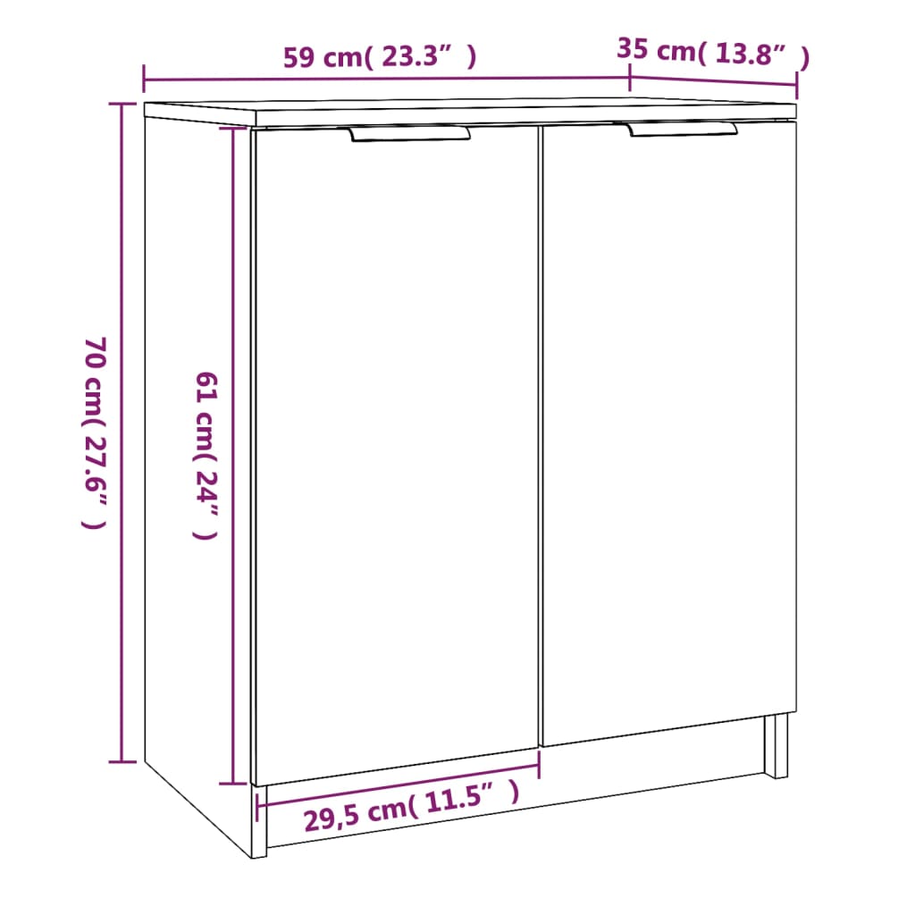 Skohylle brun eik 59x35x70 cm konstruert tre