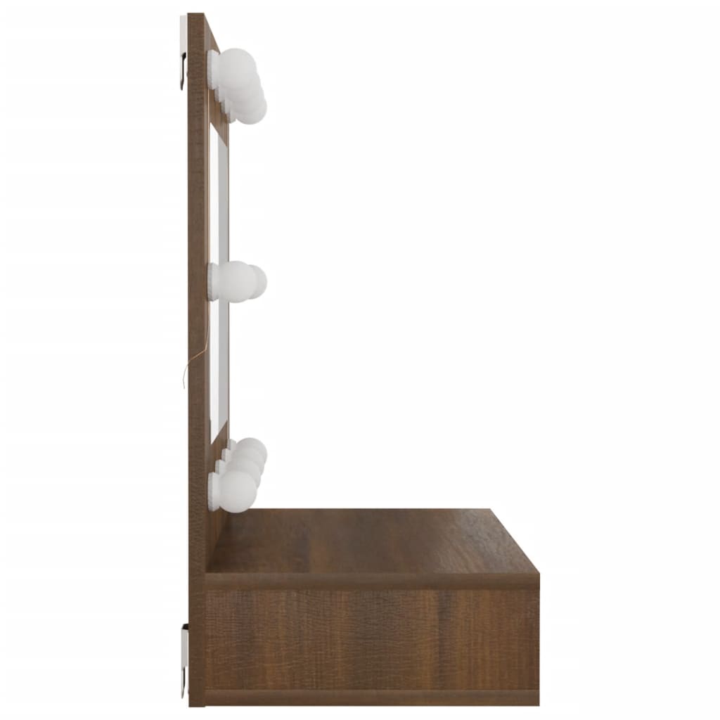 Speilskap med LED brun eik 60x31,5x62 cm
