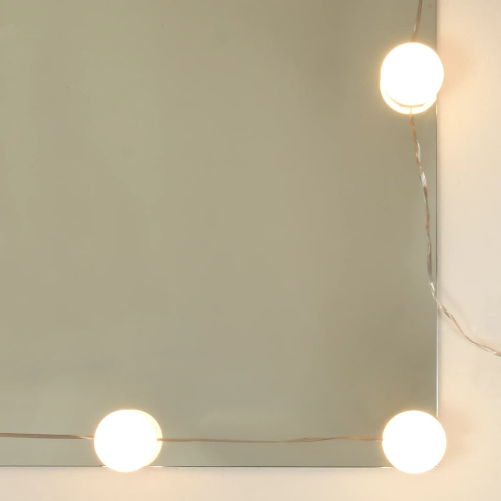 Sminkebord med LED brun eik 86,5x35x136 cm