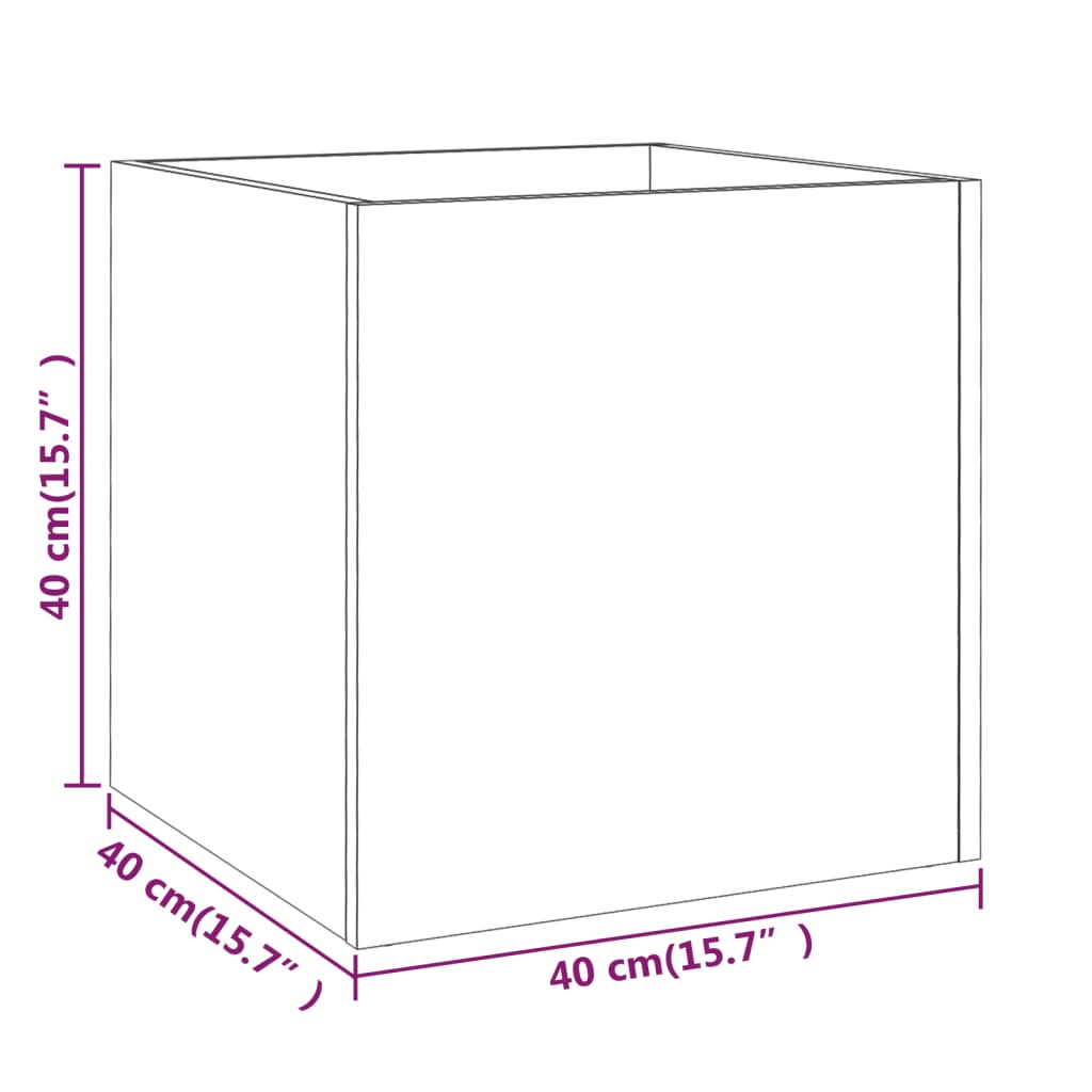 Plantekasse røkt eik 40x40x40 cm konstruert tre