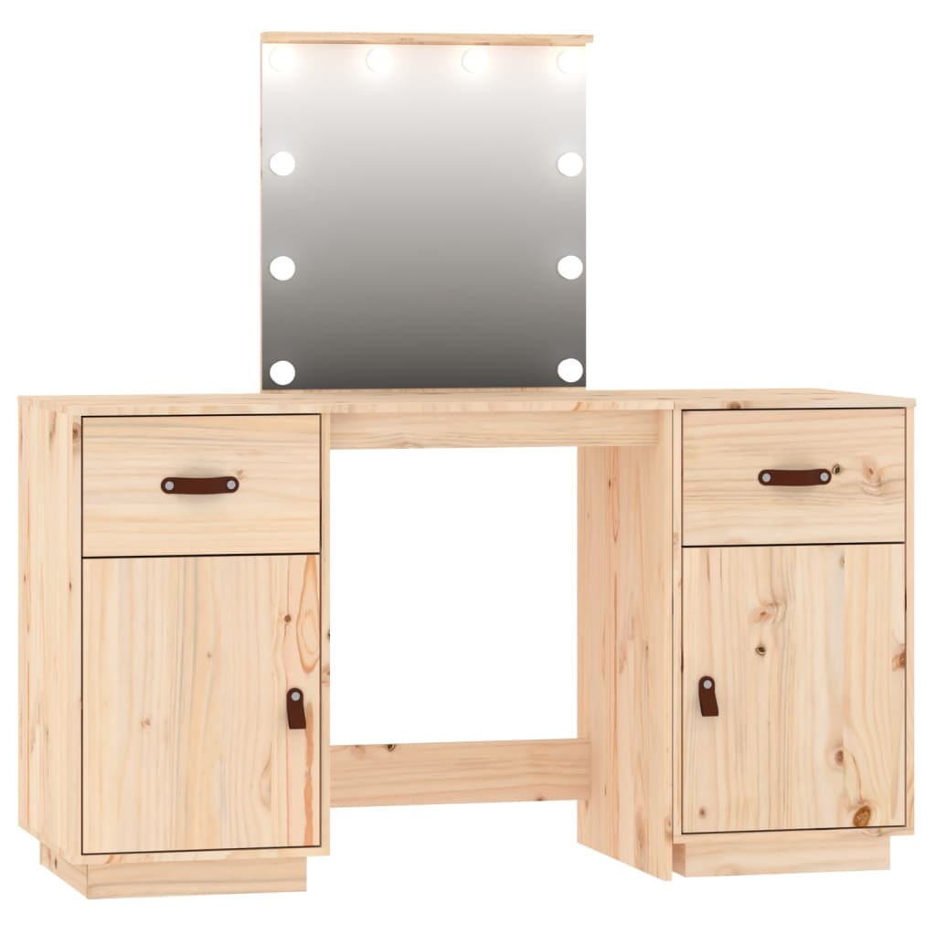 Sminkebordsett med LED heltre furu