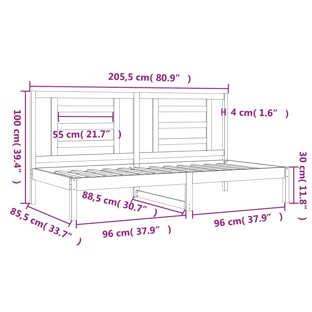 Dagseng uten madrass 80x200 cm heltre furu