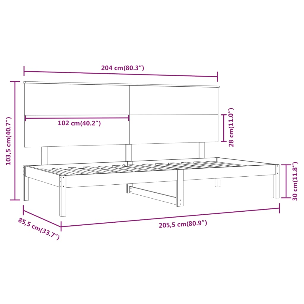Dagseng uten madrass 80x200 cm heltre furu