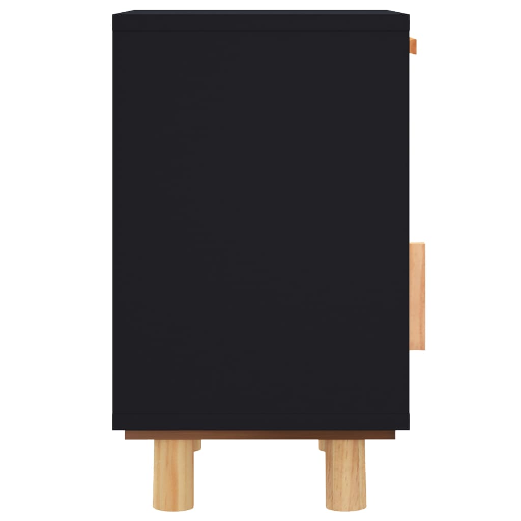 Nattbord svart heltre furu og naturrotting