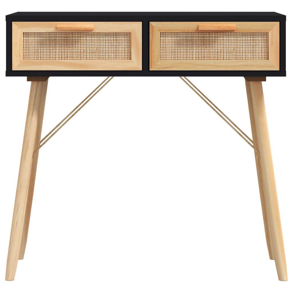 Konsollbord svart 80x30x75 cm heltre furu og naturrotting
