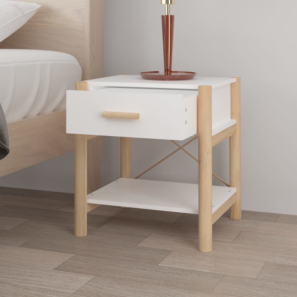 Nattbord 2 stk hvit 42x38x45 cm konstruert tre