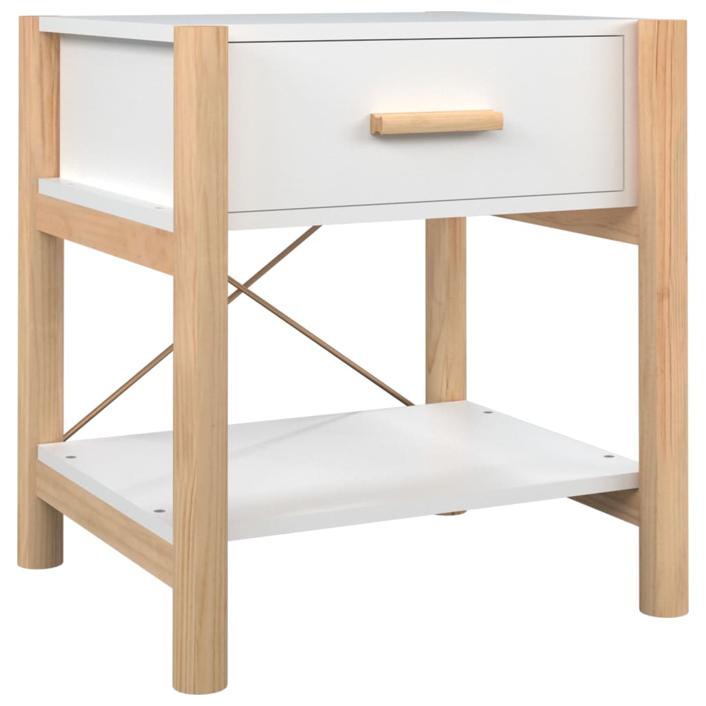 Nattbord 2 stk hvit 42x38x45 cm konstruert tre