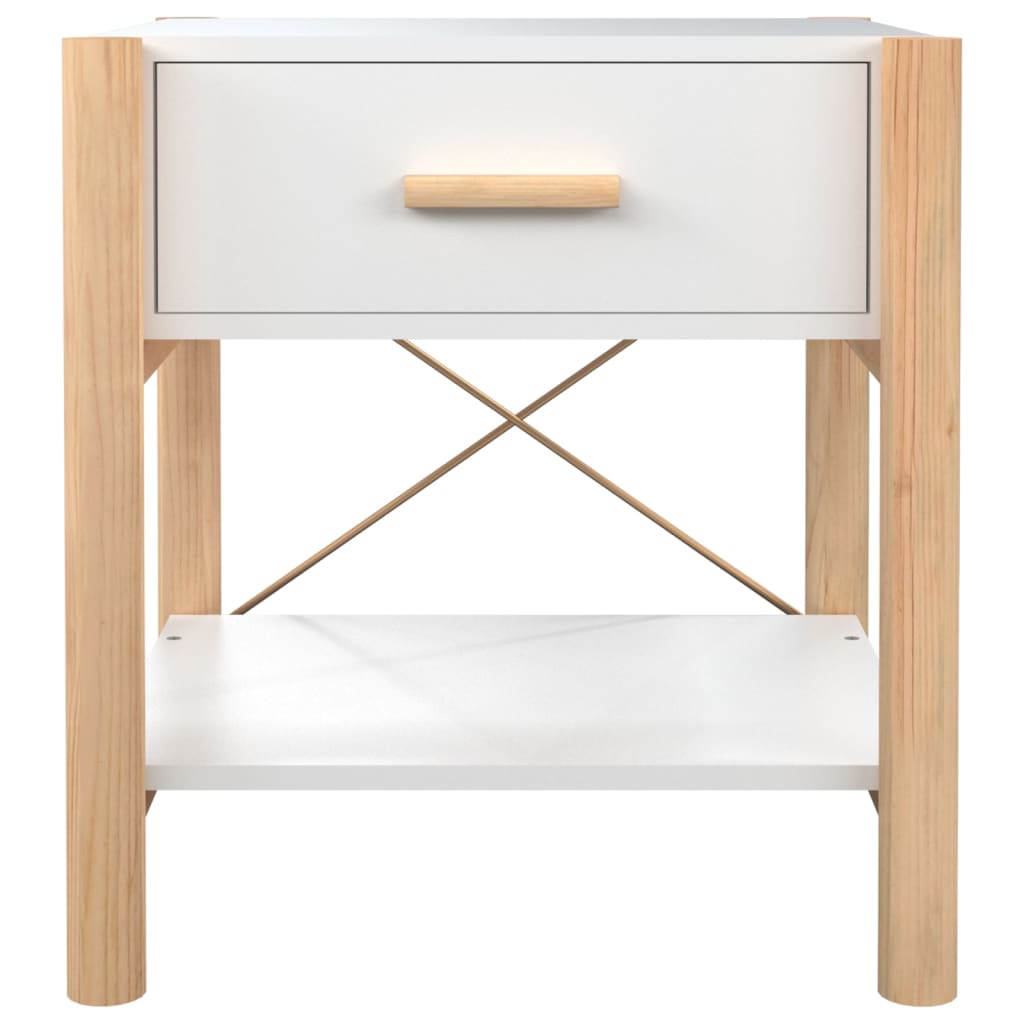Nattbord 2 stk hvit 42x38x45 cm konstruert tre
