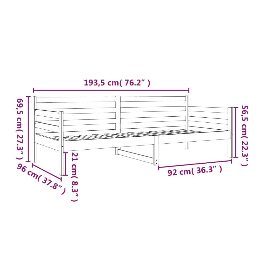 Dagseng uten madrass 90x190 cm heltre furu