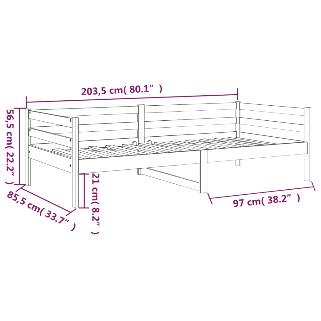 Dagseng uten madrass 80x200 cm heltre furu