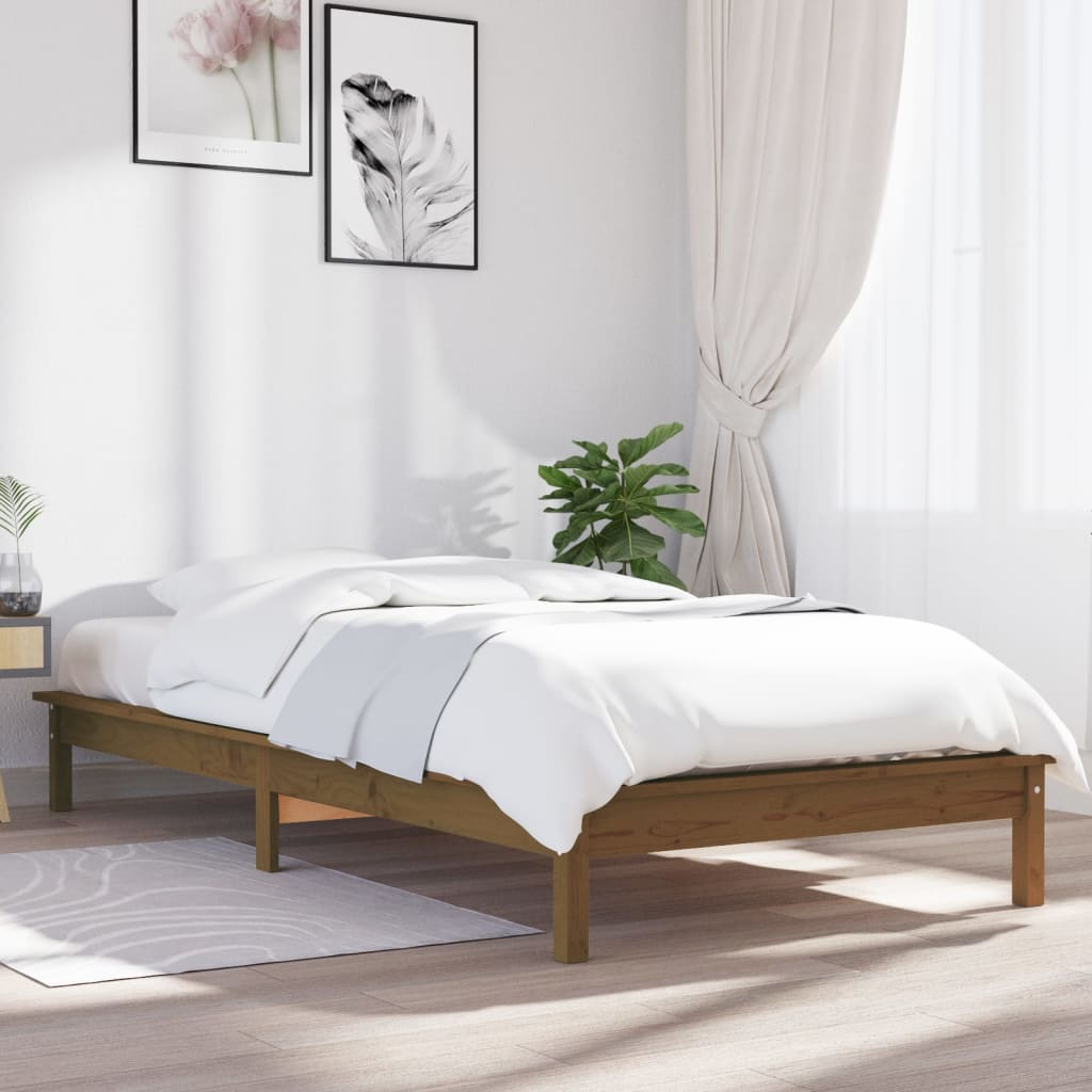 Sengeramme honningbrun 90x200 cm heltre furu