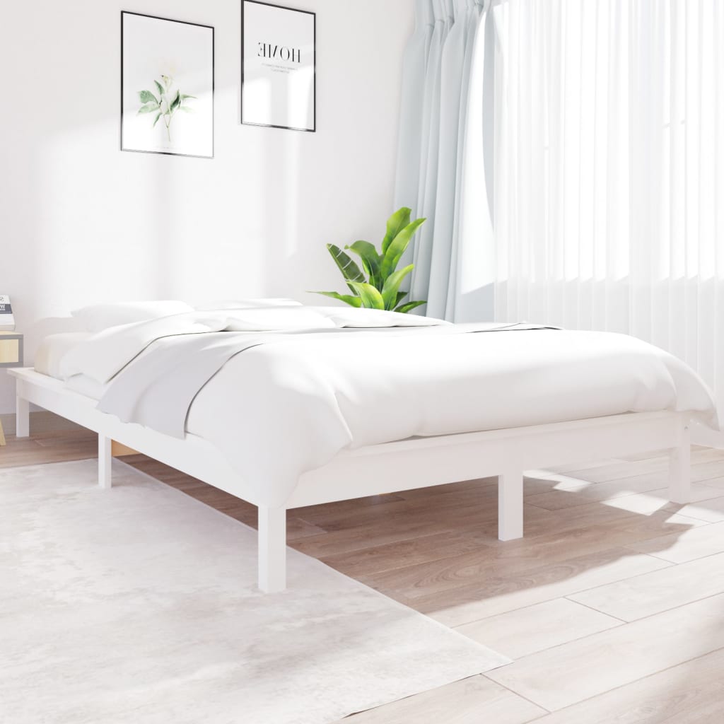 Sengeramme hvit heltre furu 150x200 cm King Size