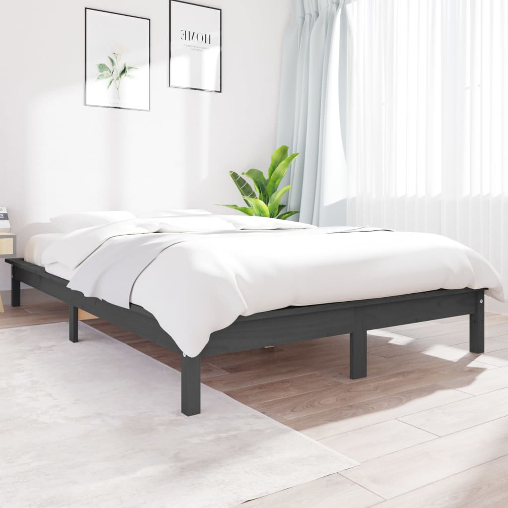 Sengeramme grå 180x200 cm heltre furu Super King