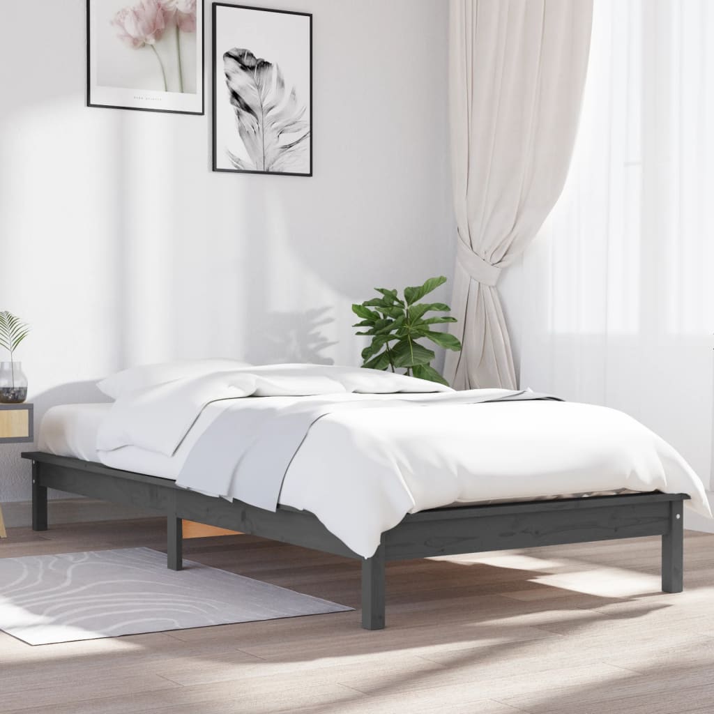 Sengeramme grå 75x190 cm heltre furu Small Single